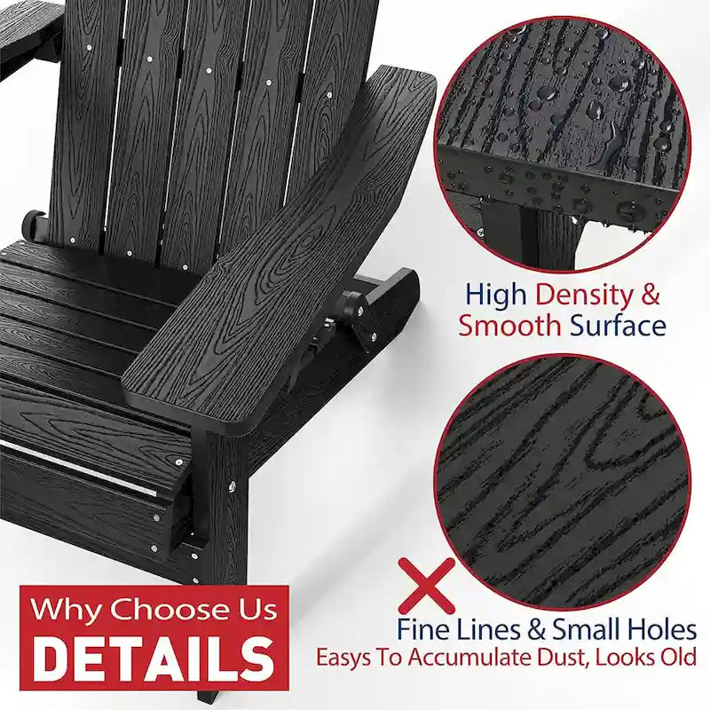 WINSOON Fauteuil Adirondack Pliant d'Extérieur HIPS Tout Temps pour Jardin, Patio