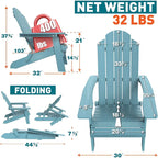 WINSOON Fauteuil Adirondack Pliant d'Extérieur HIPS Tout Temps pour Jardin, Patio