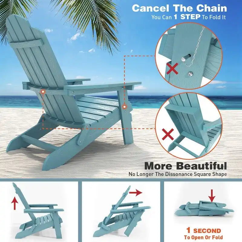 WINSOON Fauteuil Adirondack Pliant d'Extérieur HIPS Tout Temps pour Jardin, Patio