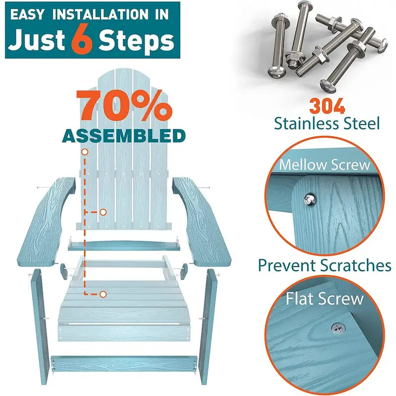 WINSOON Fauteuil Adirondack Pliant d'Extérieur HIPS Tout Temps pour Jardin, Patio