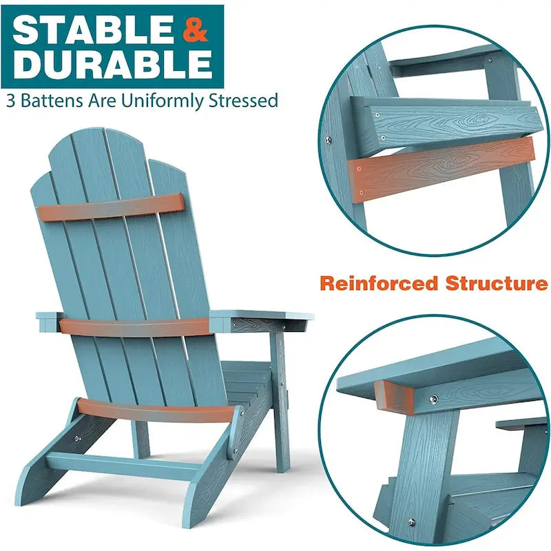 WINSOON Fauteuil Adirondack Pliant d'Extérieur HIPS Tout Temps pour Jardin, Patio