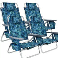 Lot de 2 ou 4 Chaises de Plage Pliantes Inclinables d'Extérieur à 5 Positions