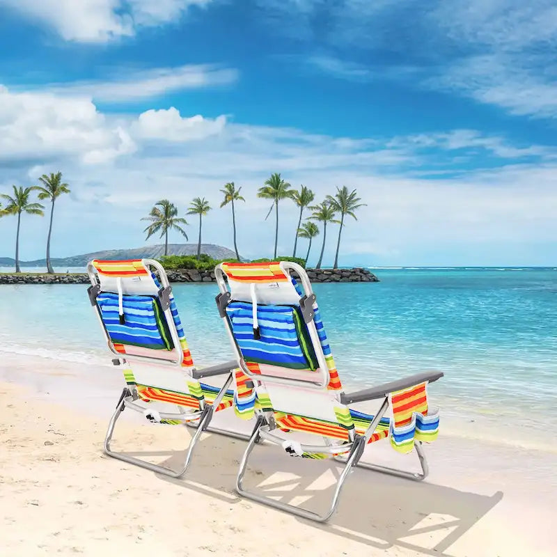 Lot de 2 ou 4 Chaises de Plage Pliantes Inclinables d'Extérieur à 5 Positions
