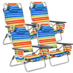 Lot de 2 ou 4 Chaises de Plage Pliantes Inclinables d'Extérieur à 5 Positions