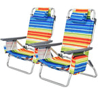 Lot de 2 ou 4 Chaises de Plage Pliantes Inclinables d'Extérieur à 5 Positions