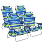 Lot de 2 ou 4 Chaises de Plage Pliantes Inclinables d'Extérieur à 5 Positions