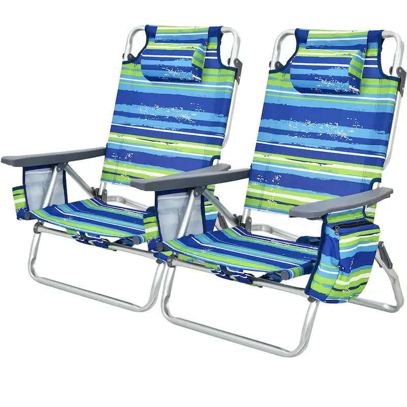 Lot de 2 ou 4 Chaises de Plage Pliantes Inclinables d'Extérieur à 5 Positions