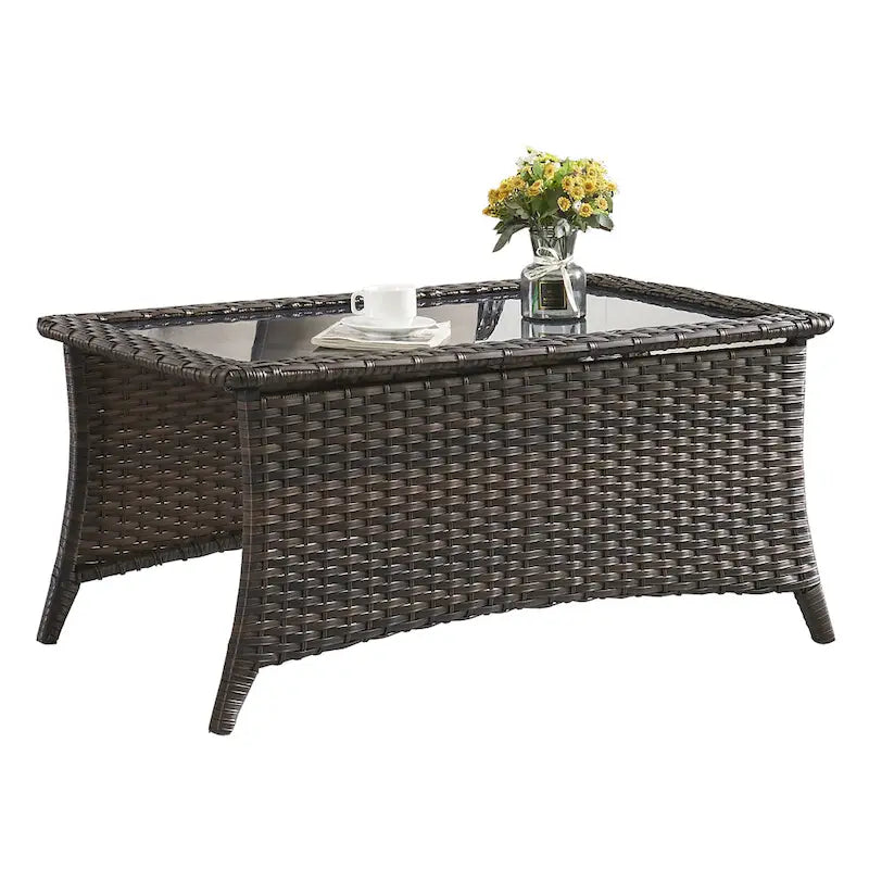 Table basse de patio d'extérieur en osier Pocassy - Rectangulaire - 46.5X28.5X21