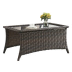 Table basse de patio d'extérieur en osier Pocassy - Rectangulaire - 46.5X28.5X21