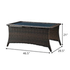 Table basse de patio d'extérieur en osier Pocassy - Rectangulaire - 46.5X28.5X21