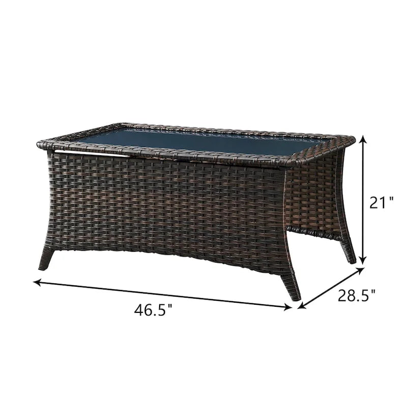 Table basse de patio d'extérieur en osier Pocassy - Rectangulaire - 46.5X28.5X21