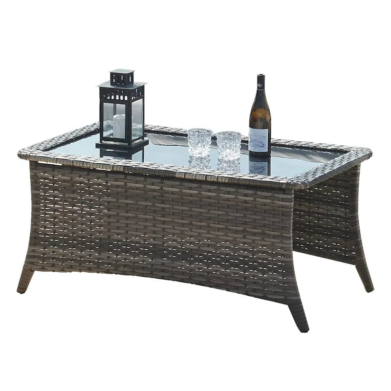 Table basse de patio d'extérieur en osier Pocassy - Rectangulaire - 46.5X28.5X21
