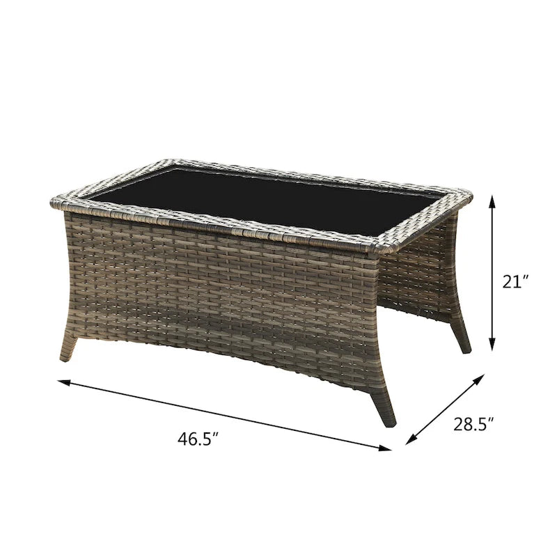 Table basse de patio d'extérieur en osier Pocassy - Rectangulaire - 46.5X28.5X21