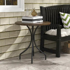 Outsunny Outdoor Side Table, 26 Round Patio Table with Steel Frame and Slat Tabletop for Garden