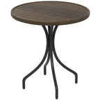 Table d'appoint d'extérieur Outsunny, table de patio ronde de 66 cm avec cadre en acier et plateau à lattes pour le jardin