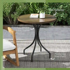 Table d'appoint d'extérieur Outsunny, table de patio ronde de 66 cm avec cadre en acier et plateau à lattes pour le jardin