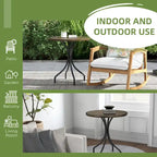 Table d'appoint d'extérieur Outsunny, table de patio ronde de 66 cm avec cadre en acier et plateau à lattes pour le jardin