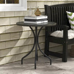 Table d'appoint d'extérieur Outsunny, table de patio ronde de 66 cm avec cadre en acier et plateau à lattes pour le jardin
