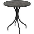 Table d'appoint d'extérieur Outsunny, table de patio ronde de 66 cm avec cadre en acier et plateau à lattes pour le jardin