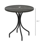 Table d'appoint d'extérieur Outsunny, table de patio ronde de 66 cm avec cadre en acier et plateau à lattes pour le jardin