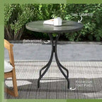 Table d'appoint d'extérieur Outsunny, table de patio ronde de 66 cm avec cadre en acier et plateau à lattes pour le jardin