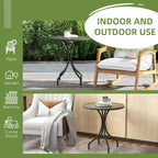 Table d'appoint d'extérieur Outsunny, table de patio ronde de 66 cm avec cadre en acier et plateau à lattes pour le jardin