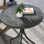 Table d'appoint d'extérieur Outsunny, table de patio ronde de 66 cm avec cadre en acier et plateau à lattes pour le jardin