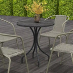Table d'appoint d'extérieur Outsunny, table de patio ronde de 66 cm avec cadre en acier et plateau à lattes pour le jardin