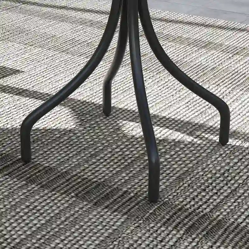 Table d'appoint d'extérieur Outsunny, table de patio ronde de 66 cm avec cadre en acier et plateau à lattes pour le jardin