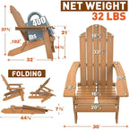 Ensemble de 2 chaises Adirondack pliantes d'extérieur et table WINSOON HIPS toutes saisons