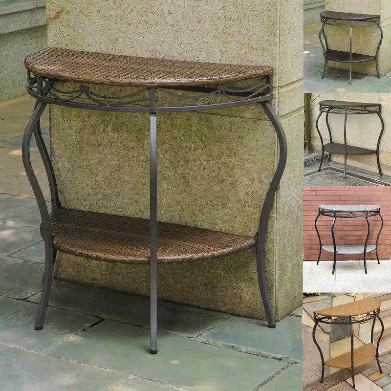 Valencia Resin Wicker Outdoor Half-moon Table