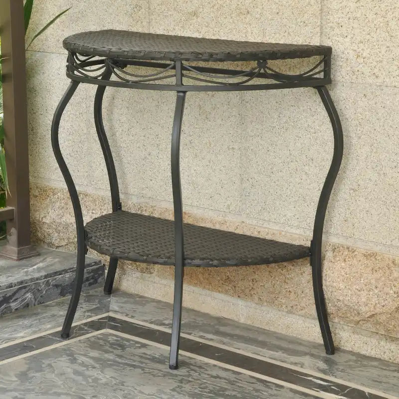 Table d'extérieur demi-lune en résine tressée Valencia