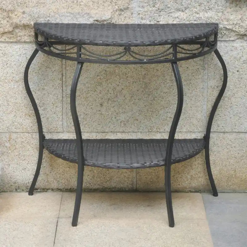 Table d'extérieur demi-lune en résine tressée Valencia