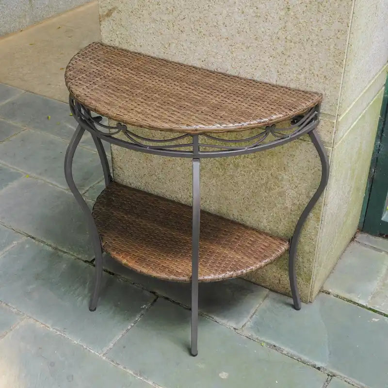 Table d'extérieur demi-lune en résine tressée Valencia