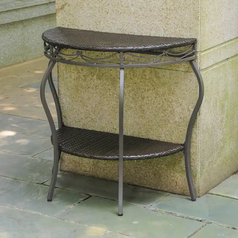 Table d'extérieur demi-lune en résine tressée Valencia