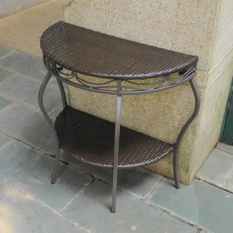 Table d'extérieur demi-lune en résine tressée Valencia