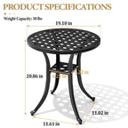 Table d'appoint d'extérieur en fonte d'aluminium Petite table basse de patio