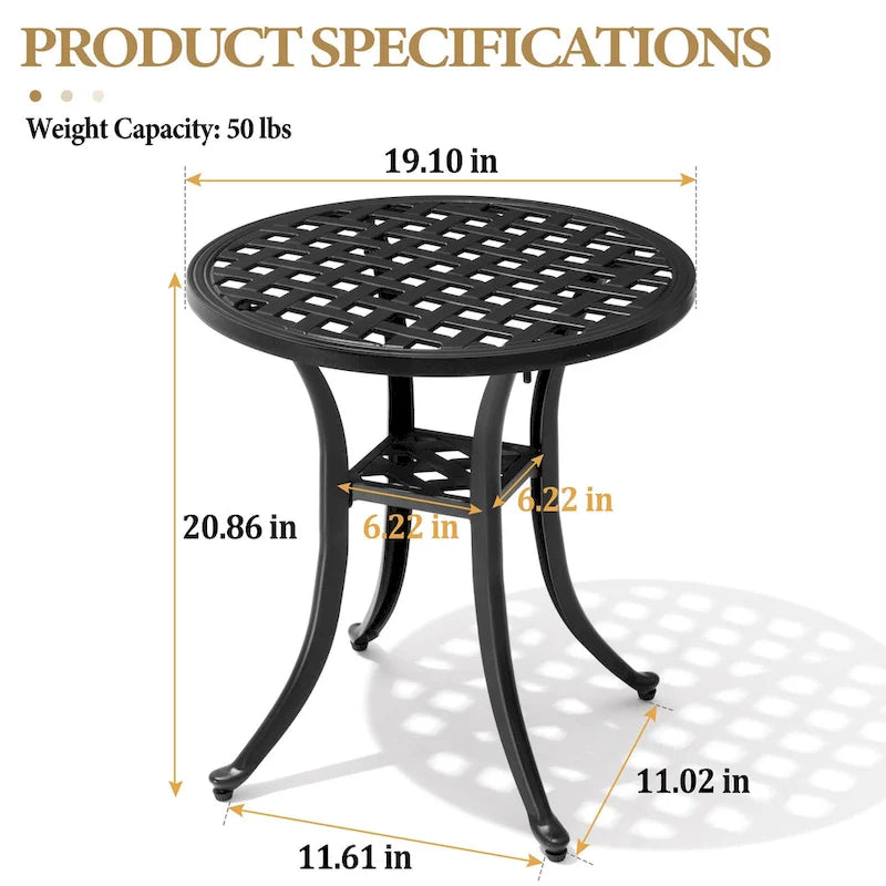 Table d'appoint d'extérieur en fonte d'aluminium Petite table basse de patio
