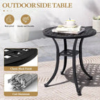 Table d'appoint d'extérieur en fonte d'aluminium Petite table basse de patio