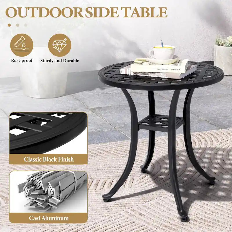 Table d'appoint d'extérieur en fonte d'aluminium Petite table basse de patio
