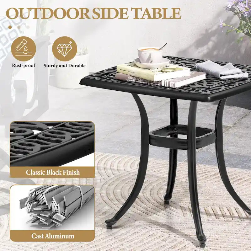 Table d'appoint d'extérieur en fonte d'aluminium Petite table basse de patio