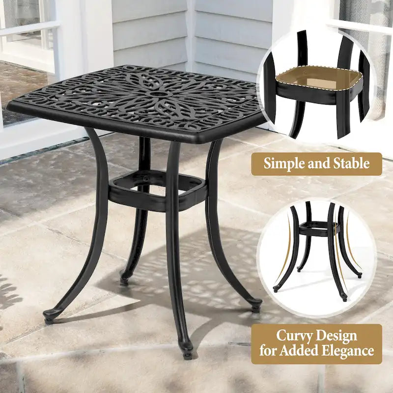 Table d'appoint d'extérieur en fonte d'aluminium Petite table basse de patio