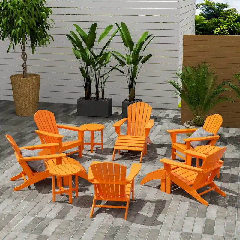 Fauteuil Adirondack Polytrends Altura 12 pièces en polyéthylène résistant aux intempéries avec repose-pieds et table d'appoint