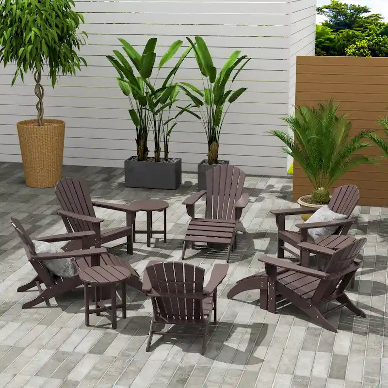 Polytrends Altura 12-Piece Poly All Weather Adirondack Chair With Ottoman And Side Table