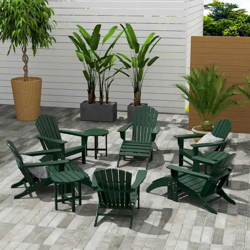Polytrends Altura 12-Piece Poly All Weather Adirondack Chair With Ottoman And Side Table