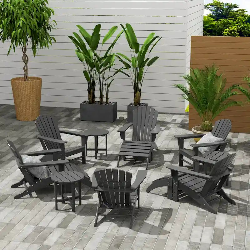 Polytrends Altura 12-Piece Poly All Weather Adirondack Chair With Ottoman And Side Table