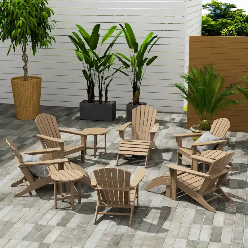 Polytrends Altura 12-Piece Poly All Weather Adirondack Chair With Ottoman And Side Table