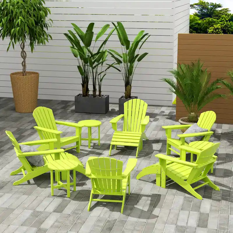 Fauteuil Adirondack Polytrends Altura 12 pièces en polyéthylène résistant aux intempéries avec repose-pieds et table d'appoint