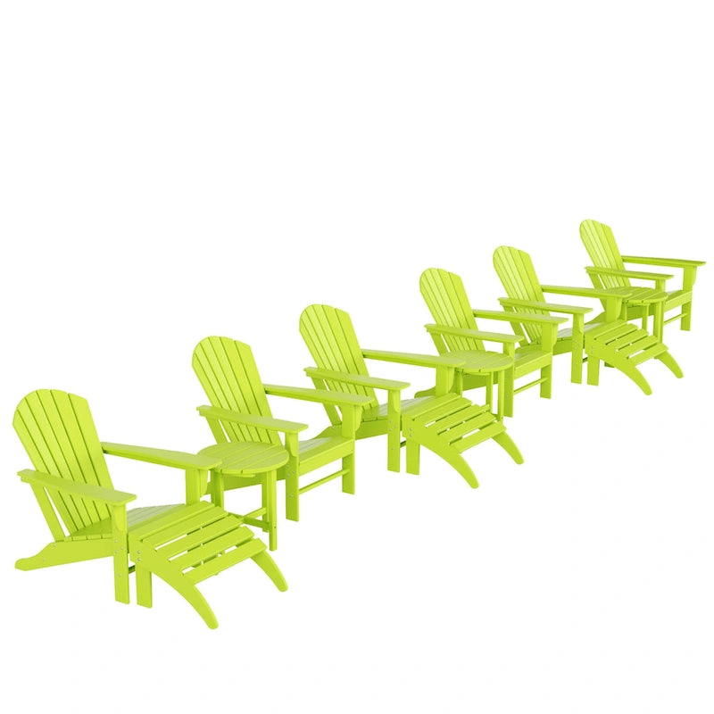 Fauteuil Adirondack Polytrends Altura 12 pièces en polyéthylène résistant aux intempéries avec repose-pieds et table d'appoint