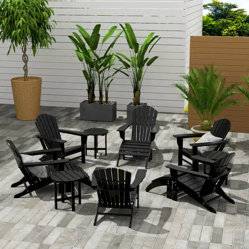 Fauteuil Adirondack Polytrends Altura 12 pièces en polyéthylène résistant aux intempéries avec repose-pieds et table d'appoint